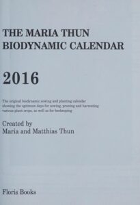 Maria Thun Biodynamic Calendar 2016
